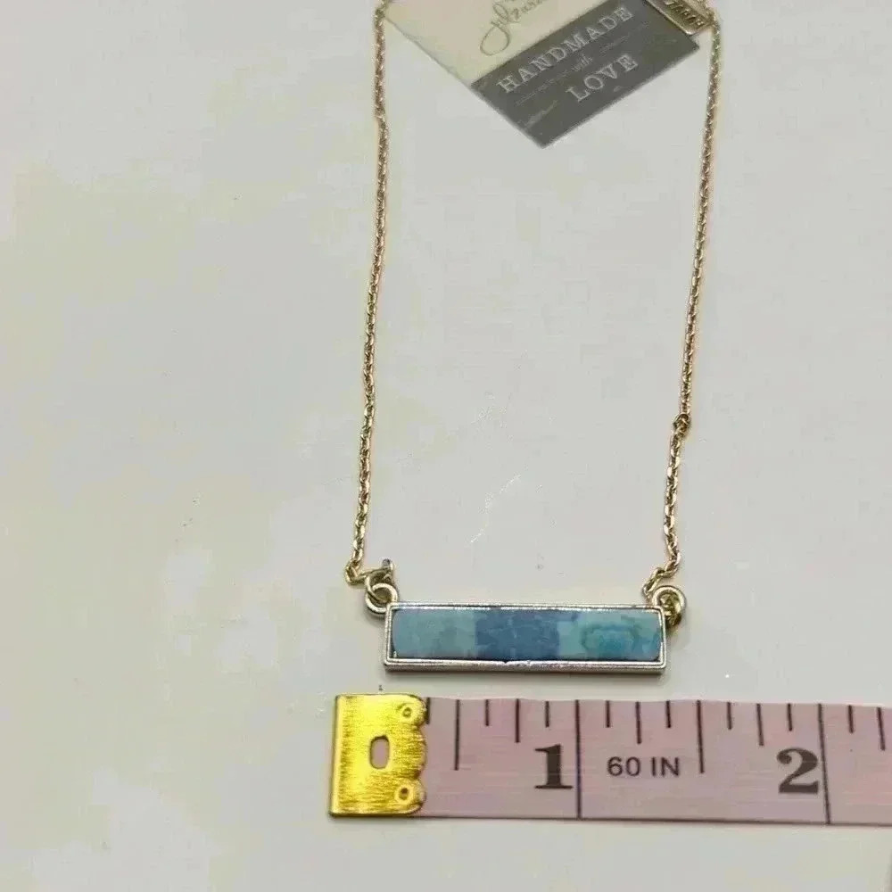 Jil Zarah Horizontal Bar Necklace Mandala Blue nwt - Picture 4 of 5